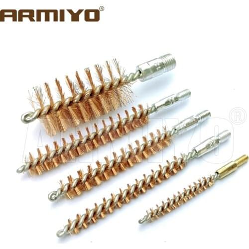 Armiyo .17Cal .22Cal 7.62mm 9mm 12GA Gun Bore Cleaning Pistol Rifle Barrel Bronze Brush Thread 5-40 8-32 5/16"-26T