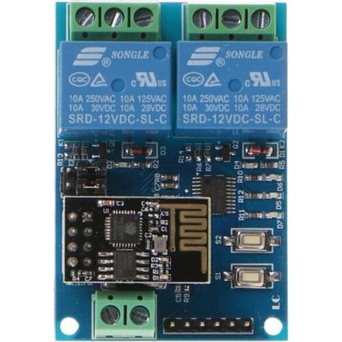 DC 12V ESP8266 2 Channel WIFI Relay Module for Smart Home Phone APP Controller Intelligent Automation Board WiFi Module