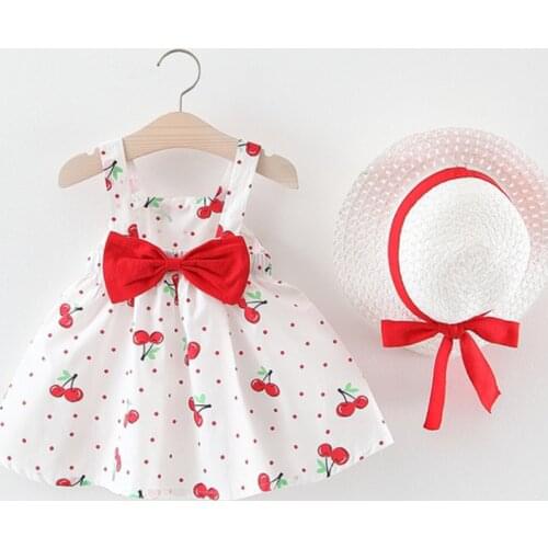 Baby Girls Dresses 0-2 Years Old2020 Summer Hat 2 Piece Set Childrens Clothes Baby Sleeveless Birthday Party Princess Dress