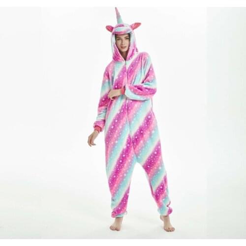 Unicorn Unisex Adult One-Piece Pajamas Cosplay Onesie Cartoon Women Animal Sleepwear Pyjamas Christmas Halloween Costume