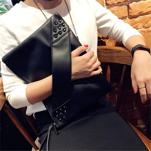 Rivet Envelope Clutch Bag for Women PU Leather Handbags Luxury Birthday Party Evening Clutches For Ladies Shoulder Bag Purse