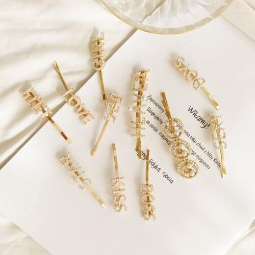 Hot Sale Women Girls Fashion Elegant Pearl Hair Clips alloy Hairpins Female Hair Styling Accessories F013