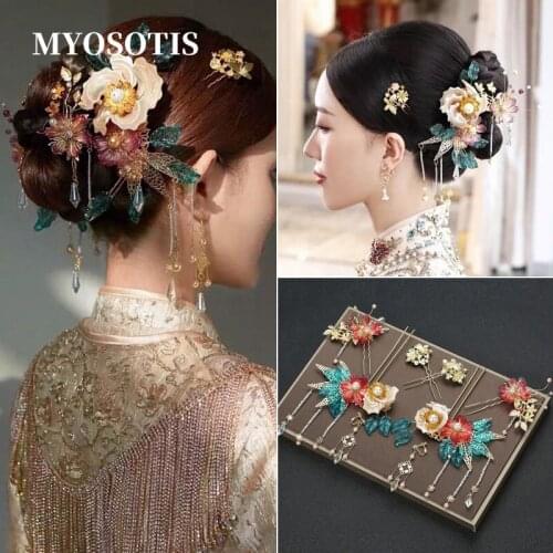 Sweet Chinese Vintage Shell Flower Wedding Hair Accessories Elegance New Designs Costume Headpiece Jewelries