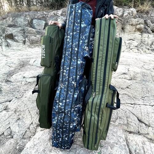 Multi-purpose 2/3 Layer Fishing Bag Fishing Rod Carrier Oxford Fishing Tools Storage Bag Case 1.5/1.3/1.2/1.1M