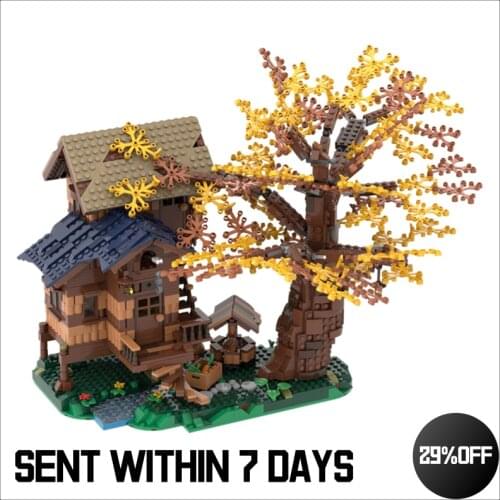 Forest Tree House Model Building Blocks Bricks Figures Diy Assembly Particle Village Scene Street Children Gift Toys