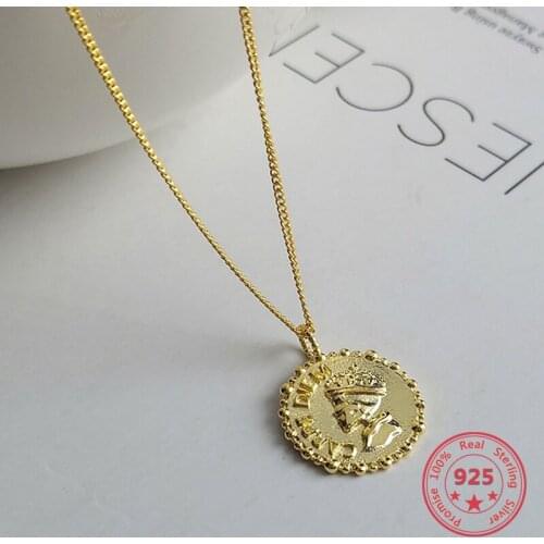 European American 925 Silver Trendy Simple Round Pendant Necklace Women Jewelry