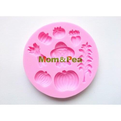 Mom&Pea 0180 Scarecrow & Vegetables Shaped Silicone Mold Cake Decoration Fondant Cake 3D Mold Food Grade Silicone Mould