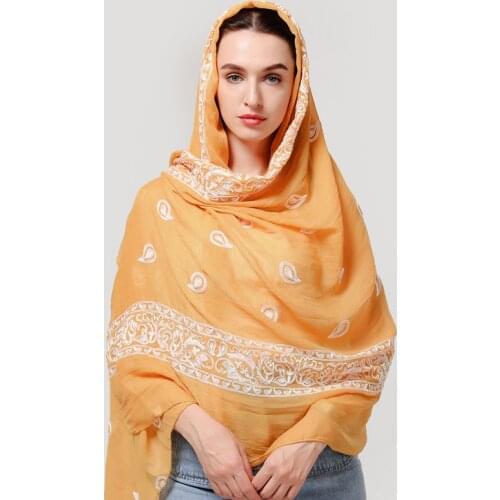 Muslim high quality embroidered scarf hijab cotton scarf winter women luxury scarf scarves head scarf