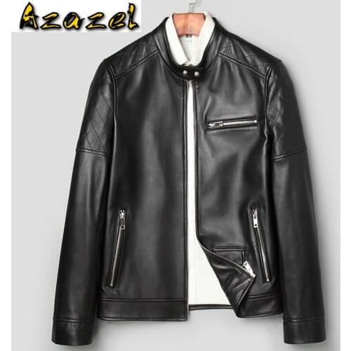 Azazel Mens Leather Jacket Real Sheepskin Leather Coat Motorcycle Genuine Leather Jackets men Fashion 2020 DK013 KJ2414