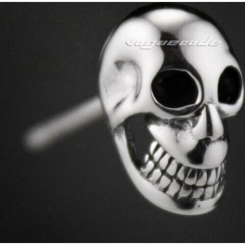 925 Sterling Silver Smile Skull Earring Mens Biker Rocker Earring 8M007