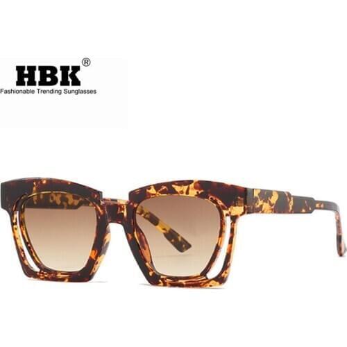 HBK 2021 New Small Square Sunglasses Women Fashion Plastic Frame Vintage Glasses Men Shades Retro Gradient Colors Oculos UV400