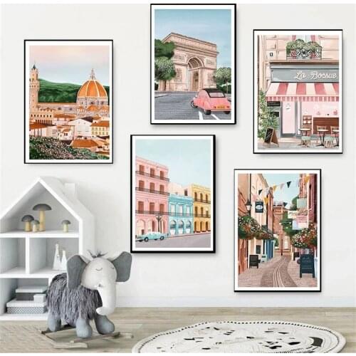 Canvas Paintings Poster and Print Wall Art Picture Living Room Home Decor Cafe Cuadros Travel City Landscape Italy Paris London