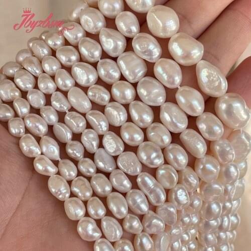 5-7,9-10,10-11mm Freshwater Pearl White Freeform Loose Natural Stone Beads For DIY Necklace Bracelet Jewelry Making Strand 15"