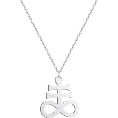 Stainless Steel Hollow Out Cross Necklace Personality Satan Pendant Necklace For Women Necklace Men Fashion Girl Jewelry Gift