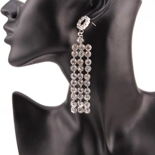 2021 New Crystal Pendant Statement Earrings for Women Florate Brand Alloy Metal Dangle Drop Earrings Jewelry