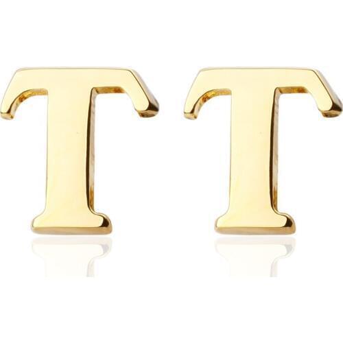 New Brand gold letter T Shirt Cufflinks for Men Jewelry Wedding Groom Alloy Cuff Links French Business Abotoaduras Gift