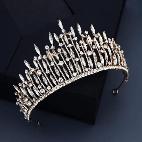 OKILY Fashion Bride Wedding Decorations Accessories for Womens Crystal Queen Crown Headband Tiaras Bridal Jewellery In Hair