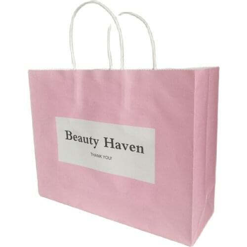 Wholesale 500pcs/lot Kraft paper shopping bags customized logo clothes with handle fashion jewelry gift advertising bags