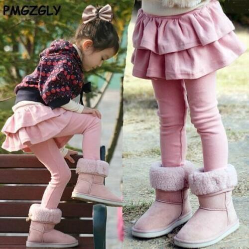 Autumn Winter Childrens Clothing Skinny Full Length Trousers Casual Pencil Girls Leggings Girl Skirt Thicker Plus Velvet Thin