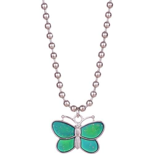 New Fashion Mood Butterfly Pendant Necklace Temperature Control Color Change Butterfly Necklace Women Jewelry Girls Gift