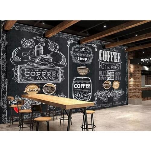 CJSIR Custom Wallpaper Photos Retro Hand-painted Blackboard Coffee Shop Background Wall Home Decoration Mural 3d Wallpaper