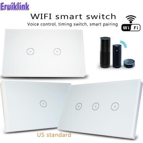Touch switch smart switch panel wall interrupter 1/2/3 Gang wifi light switch US standard with Tuya app Alexa Google home page