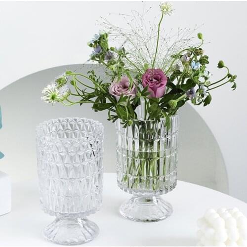 Nordic Decor Home Transparent Glass Vase Living Room Decoration Flower Arrangement Glass Container Hydroponic Vase Home Decor