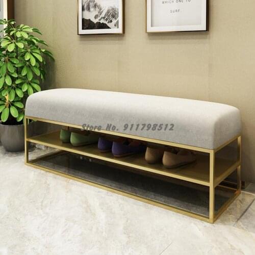 Shoe Changing Stool Home Nordic Door Entry Sofa Entering Door Shoe Stool Cabinet Storage Shoe Rack Long Stool Soft Bag Cushion