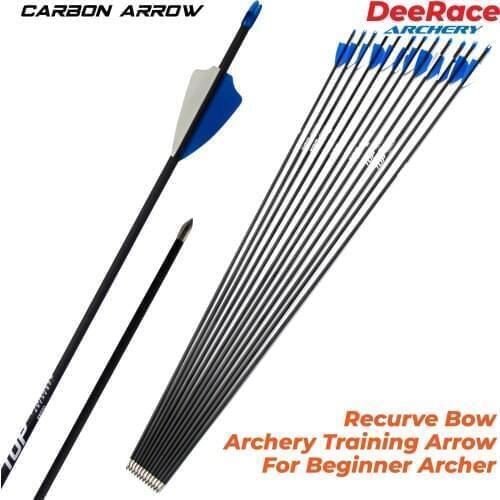 Economical Training Carbon Arrow for Beginner Archer 31 Inches Spine 600 900 1000 1100 1200 1300 1400 1500 Recurve Bow Archery