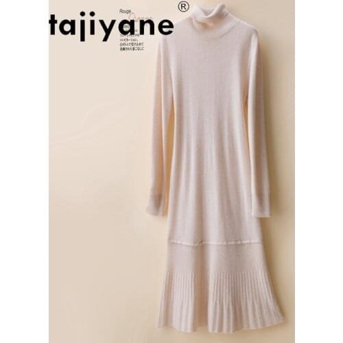 Winter Women Sweater 2021 Real Wool Turtleneck Pullover Woman Cashmere Knitted Sweaters Dress Autumn Robe Pull TN922