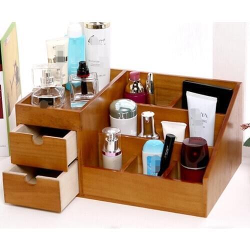 Storage Box Organizador Organizer Tissue Box Wooden Cosmetic Storage Dressing Table Top Desk Rack Skin Care Product Cabinet