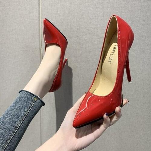 Super High Heels Brand Women Pump Pointed Toe Sexy Luxury Shoes Leather Wedding Shoes Size 33-43 Office Lady Shoe