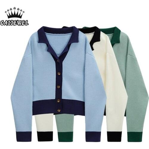 Womens Sweater 2021 Autumn Korean Fashion Original Design Baggy Ladies V Neck Cardigan Vintage Casual Tops Knitted Sweater Coat