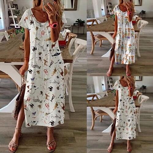 2021 Sexy Bohemian beach dress Womens Fashion Pullover Split Print Vintage Beach Style Long Sleeve Dress Vestidos hot sale