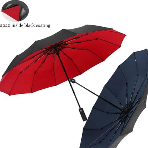 2020 Big Sun Umbrellas Rain Women Parasol Men Full-Automatic Business Umbrella Black coating 12K Men 3Folding Umbrella Male Big