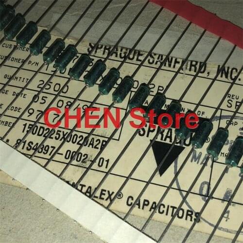 10pcs/50pcs U.S SPRAGUE 150D 20V2.2UF 4.5X7.5MM silver plated gold seal axial Audio tantalum capacitor VISHAY 2.2UF 20V 225