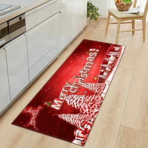 3D Printed Anti-Slip Kitchen Long Mats Microfiber Flannel Home Christmas Decor Memory Foam Living Room Carpet Hallway Rugs
