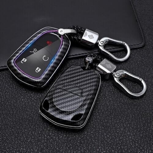 Carbon Fiber Car Key Fob Cover Case Holder Fit For Cadillac Escalade ATS ATS-V CTS-V XT4 XTS CT6 XT5 CTS