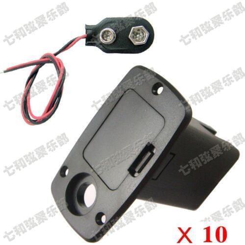 10 set 9V Battery Box/Holder/Case Compartment Cover With 9 Volt Battery Clip Buckle for Active Guitar Bass Pickup (DCH-TY-DK10)