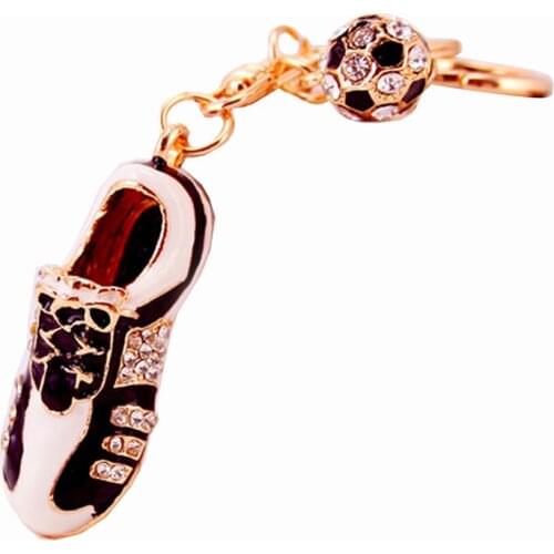Zinc Alloy Crystal Football Shoes Keychain Fashion Women Car Crystal Key Chains Men Keyring Key Holder Gift R111
