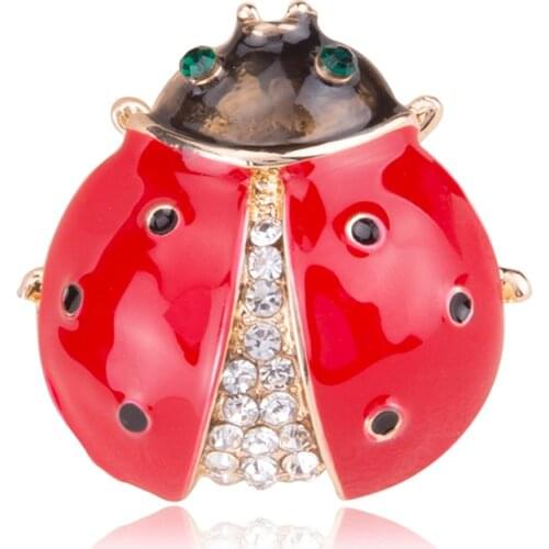 Korean Fashion Cute Seven-star Ladybug Drop Oil Brooch High Quality Men And Women Clothing Hat Insect Brooch Jewelry Accessories