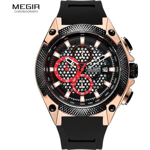 MEGIR Luxury Brand Men Analog Leather Sports Watches Mens Army Military Watch Male Date Quartz Clock Relogio Masculino 2019