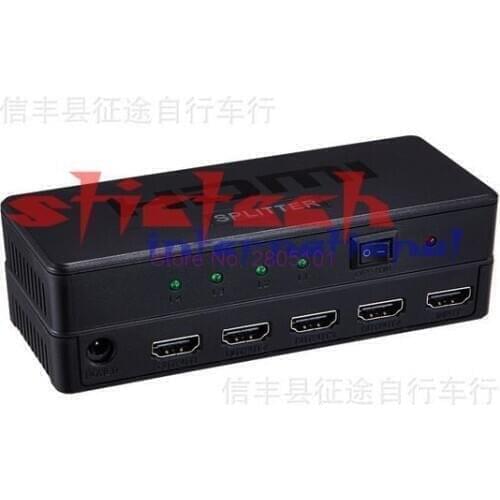 By dhl or ems 20pcs New Best HDMI Splitter Box Full HD 1X4 4 Port Hub Repeater 3D 1080P