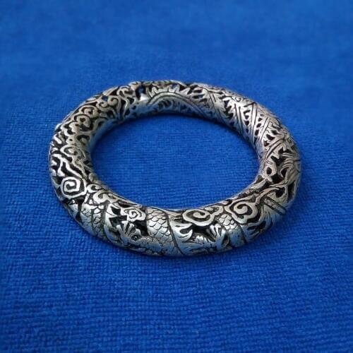 Ethnic Wind and Miao Silver Hollow Dragon Bracelet Originally Created Chinese Style Fashion Bracelet Silver Jewelry