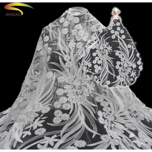 French fashionable and classic white women bridal lace textiles