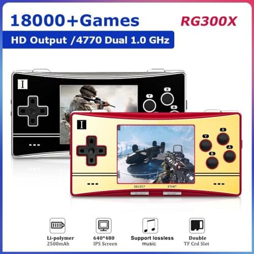 New Classic RG300X Retro Video Handheld Game Console With 18000+ Games HD Output Min Video Game Players For PS1/GBA/SFC/MD Gift