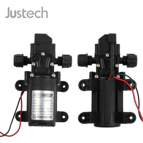 Justech 12V 70W High Pressure Micro Diaphragm Water PumpAutomatic Pressure Switch 6L/min for Car Cleaning Water Purification