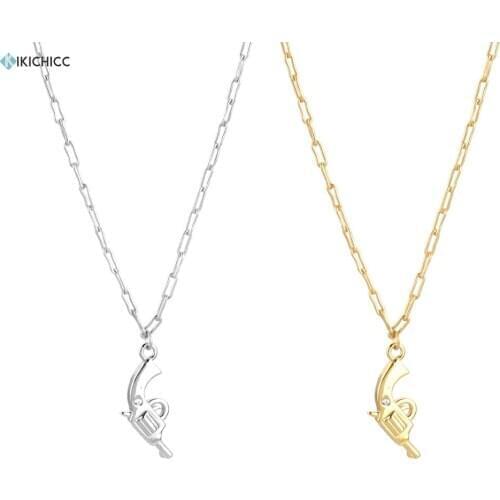 Kikichicc New 925 Sterling Silver Plain Gun Luxury Pendant Horoscope Chain Necklace 2020 Rock Punk Women Statement Jewelry