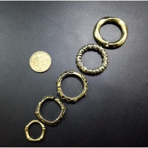 Handmade Carving Solid Brass Key Ring DIY Hardware Accessories Retro Pure Copper Buckle