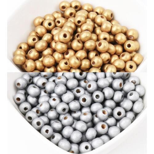 6mm 8mm 10mm 12mm Gold Silver Natural Wooden Round Ball Spacer Beads For Jewelry Making DIY 2019 New MT0224X